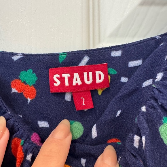 Staud Farmer’s Market Print Veggie Shift Dress Sleeveless Spaghetti Strap - Picture 5 of 8